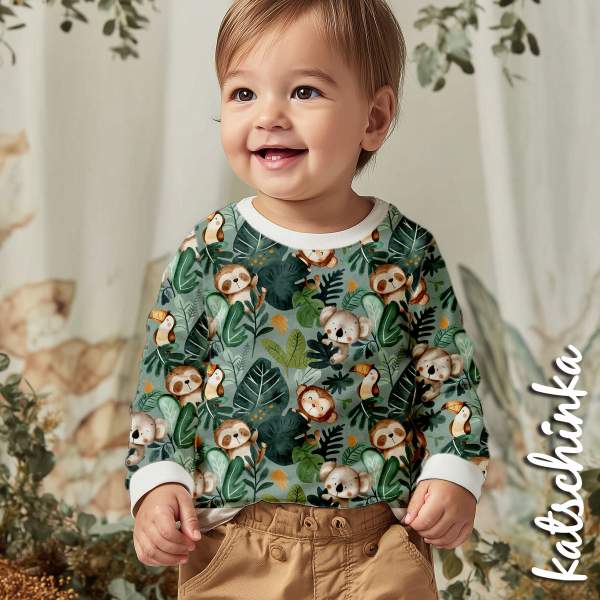 Bio Baumwolljersey Dschungelgang 6472 Kinderstoff – Jersey Meterware
